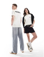 Sport capsule unisex front and back logo print heavyweight t-shirt in cream