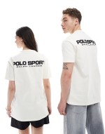 Sport capsule unisex front and back logo print heavyweight t-shirt in cream