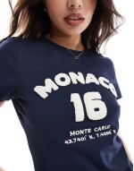 baby tee with monaco chenille graphic in cream