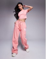 Premium heart logo baby tee, hoodie and joggers co-ord in peach