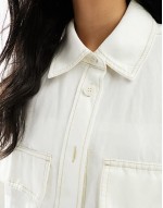 over sized shirt with quilted back yoke detail and panelled sves in soft white