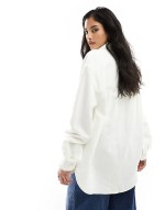 over sized shirt with quilted back yoke detail and panelled sves in soft white