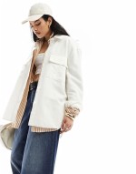 over sized shirt with quilted back yoke detail and panelled sves in soft white