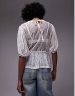 lace peplum top in ivory