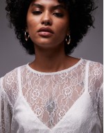 lace peplum top in ivory