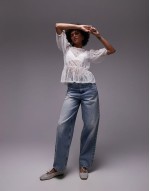 lace peplum top in ivory