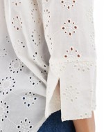 pointelle 3/4 sve shirt in off white