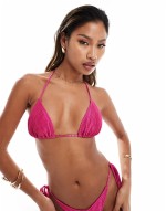 shimmer crinkle bikini in pink