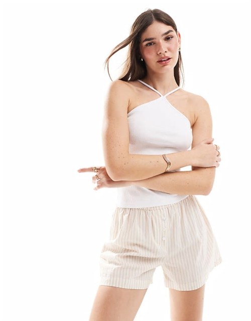 cross neck top in white