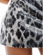 ultra mini skirt in glazed leopard sequin