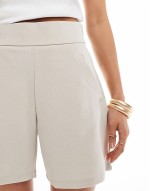 high waisted shorts co-ord in stone