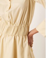 shirring detail shirt mini dress in stone
