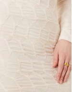 long sve high neck textured maxi dress in birch cream