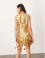disc embellished mini dress in bronze