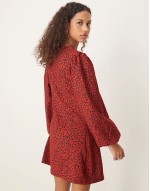 bow detail wrap mini dress in red