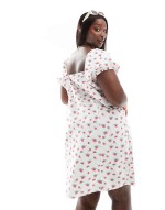 sweetheart neck mini dress with puff sves in floral print