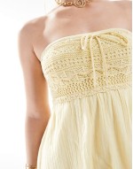 crochet bandeau mini dress in yellow