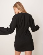 tailored cocoon sve mini dress in black