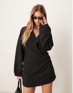 tailored cocoon sve mini dress in black