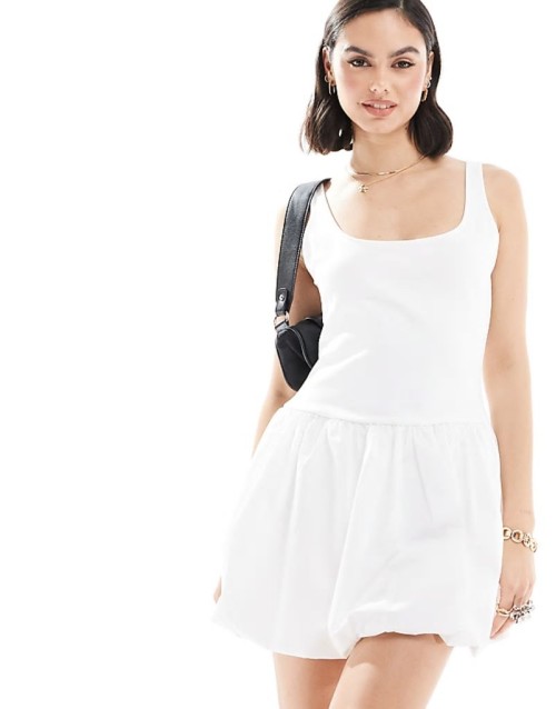 puffball mini dress in white