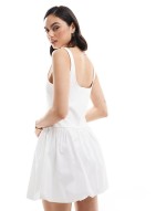 puffball mini dress in white