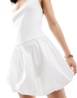 puffball mini dress in white