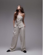 linen 3 piece suit in cream pinstripe