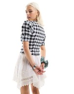 western shirt with collar in black and white gingham